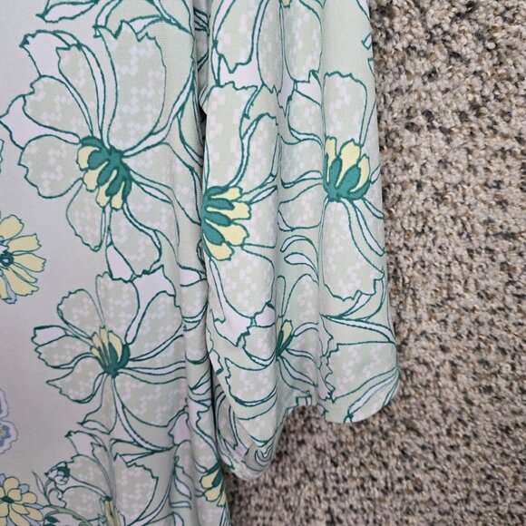 JM Collection Top Womens Small Teal Floral Print Blouse Cold Shoulder Ladies - Picture 2 of 7